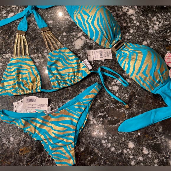 NWT 3 piece beach bunny bikini 👙 L triangle top, XL bandeau top and L bottoms - Picture 5 of 10